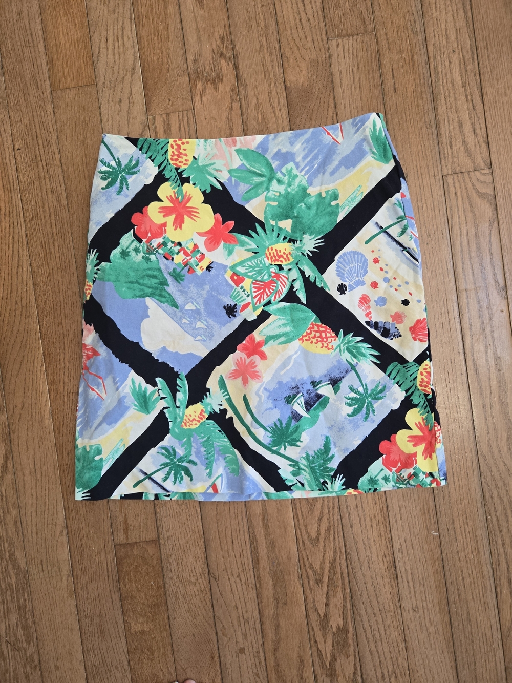 Talbots Tropical Floral Mini Skirt - Black, Green, Yellow, Red, Blue